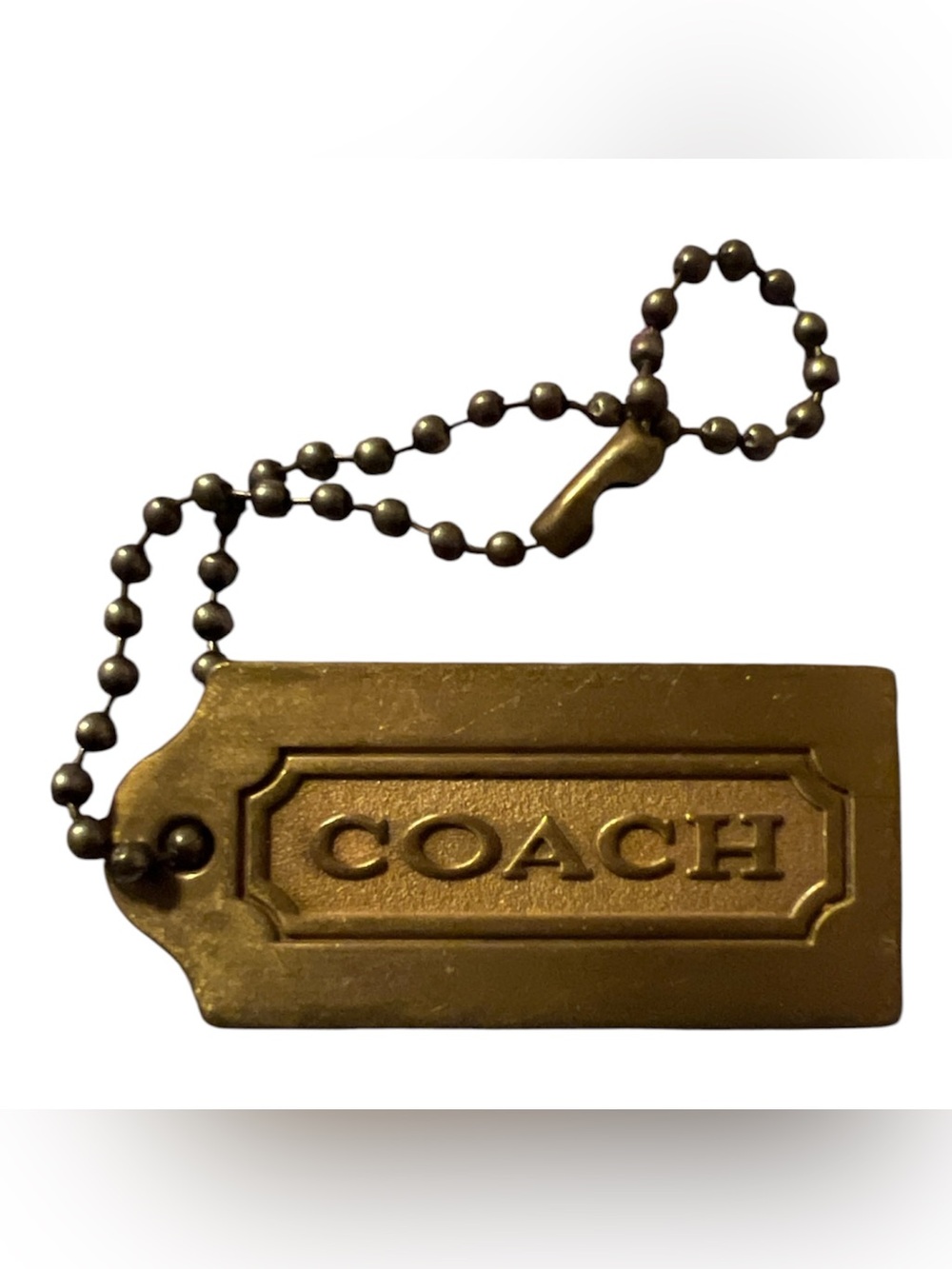 Coach Gold Metal Logo Tag Keychain